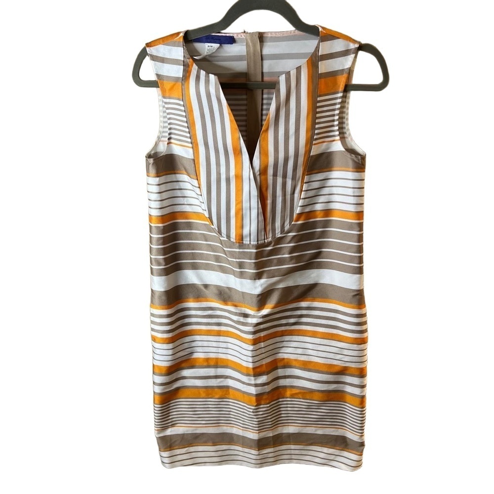 Le Copains Blue Striped Sleeveless V-Neck Shift Dress EU 40 US 8 Pockets